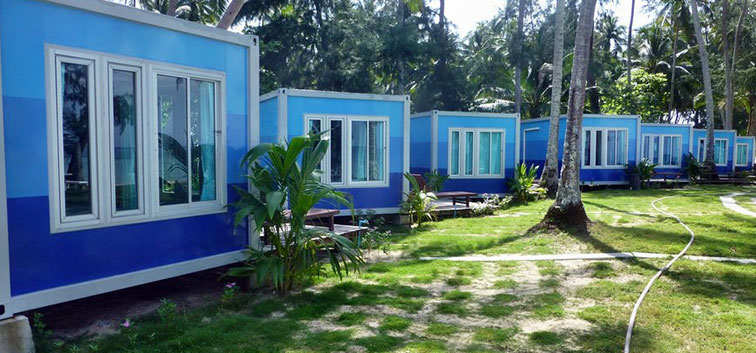 Beach Bungalows in a line